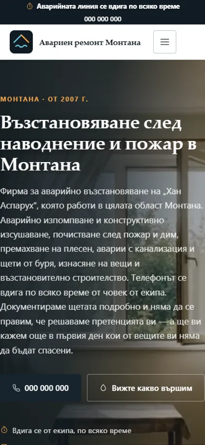 Демонстрационният сайт за фирма за аварийно възстановяване на екран на телефон